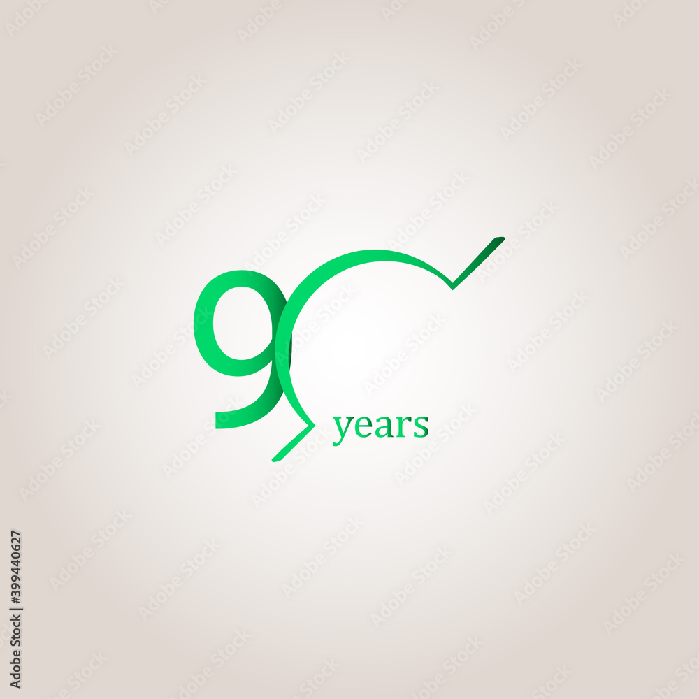 90 Years Anniversary Celebration Green Line Vector Template Design Illustration 90 Years Anniversary Celebration Green Line Vector Template Design Illustration