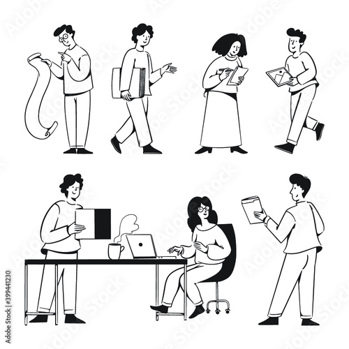 Startup people activities doodles for the marketing agency website