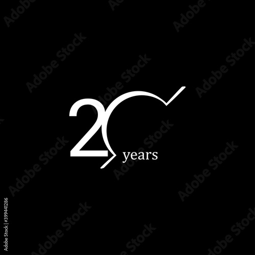 20 Years Anniversary Celebration White Line Vector Template Design Illustration