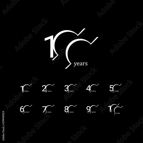 100 Years Anniversary Celebration White Line Vector Template Design Illustration