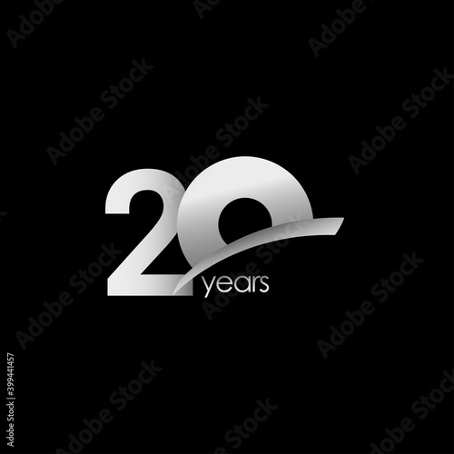 20 Years Anniversary Celebration White Shape Vector Template Design Illustration
