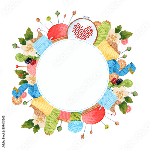 Sewing hobby handmade watercolor frame