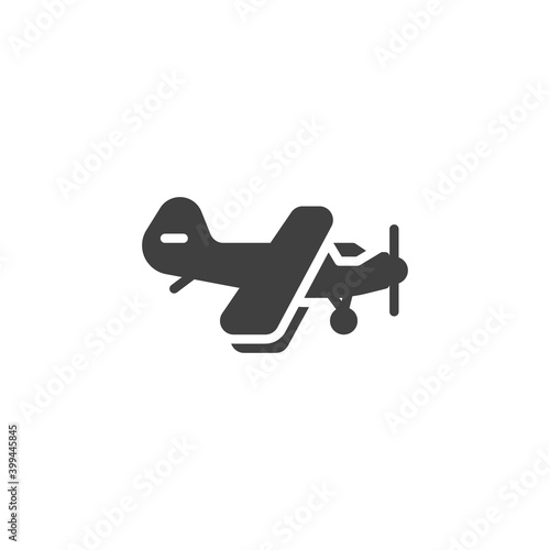 Propeller plane vector icon. filled flat sign for mobile concept and web design. Airplane glyph icon. Symbol, logo illustration. Vector graphics