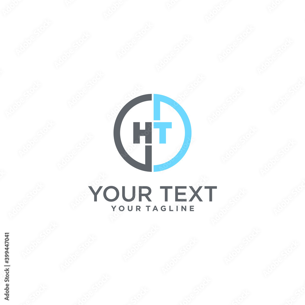 logo huruf H dan huruf T dengan bentuk modern premium Vector