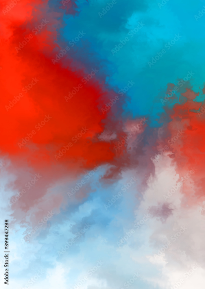 Abstract colorful watercolor on white background. Digital art painting.