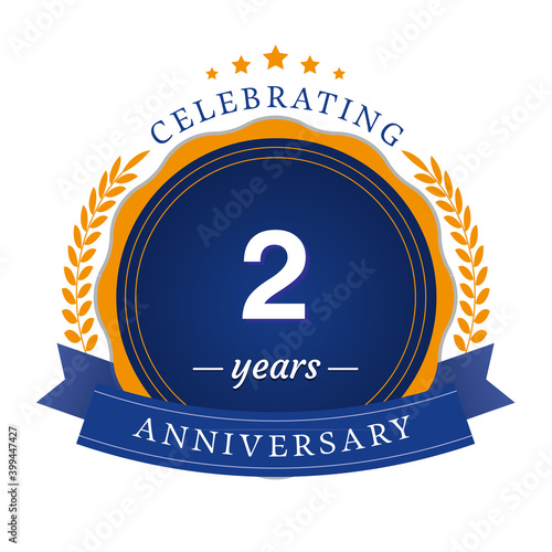 2 Year anniversary celebration vector template illustration