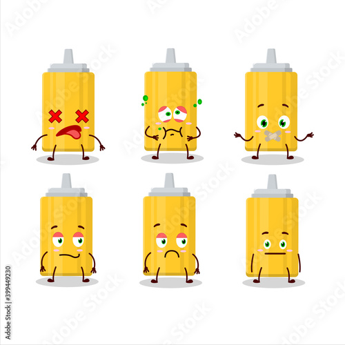 Mustard bottle cartoon character with nope expression