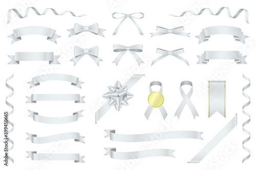 光沢のあるリボン素材セット（銀色）