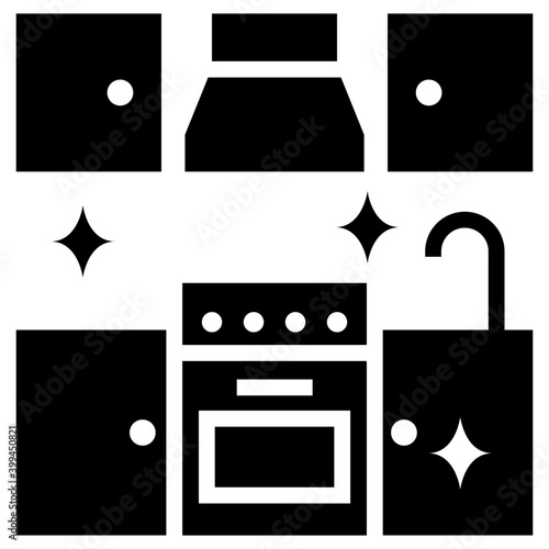 Icon of kitchen cleaning vector