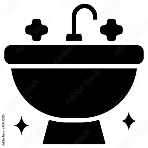 Clean washbasin vector in filled design 
