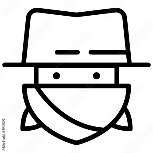Professional bandit vector in line design 