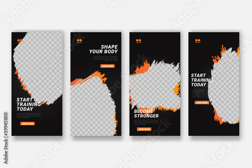 Gym and fitness instagram stories template Premium vector