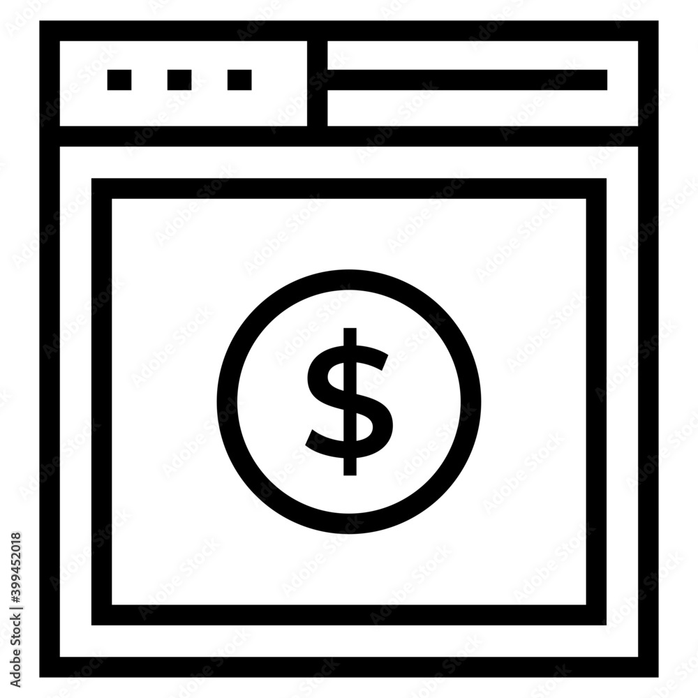 Financial website icon vector in line design Financial website icon vector in line design