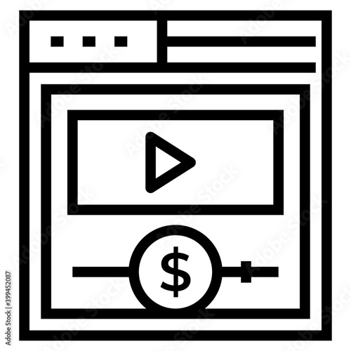 Video monetization icon in line design 
