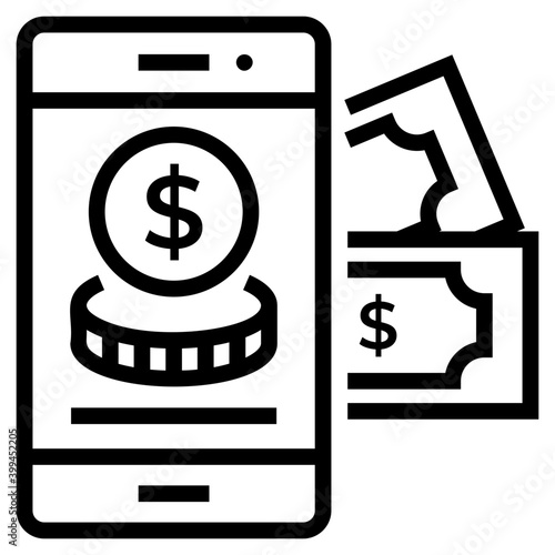 Mobile app monetization icon in line design 