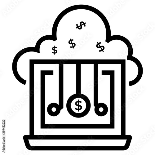Cloud monetization icon in line design 