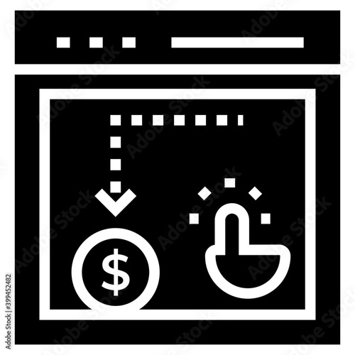 Pay per click icon in glyph design 