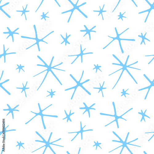 Vector seamless pattern from hand drawn snowflakes in doodle style. Winter, christmas, new year background and texture. Snowfall and night sky © Iuliia