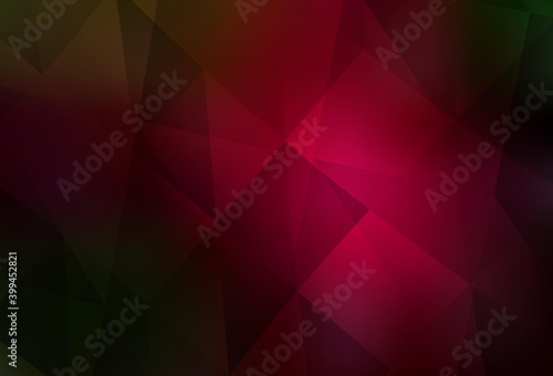 Dark Green, Red vector polygon abstract backdrop.