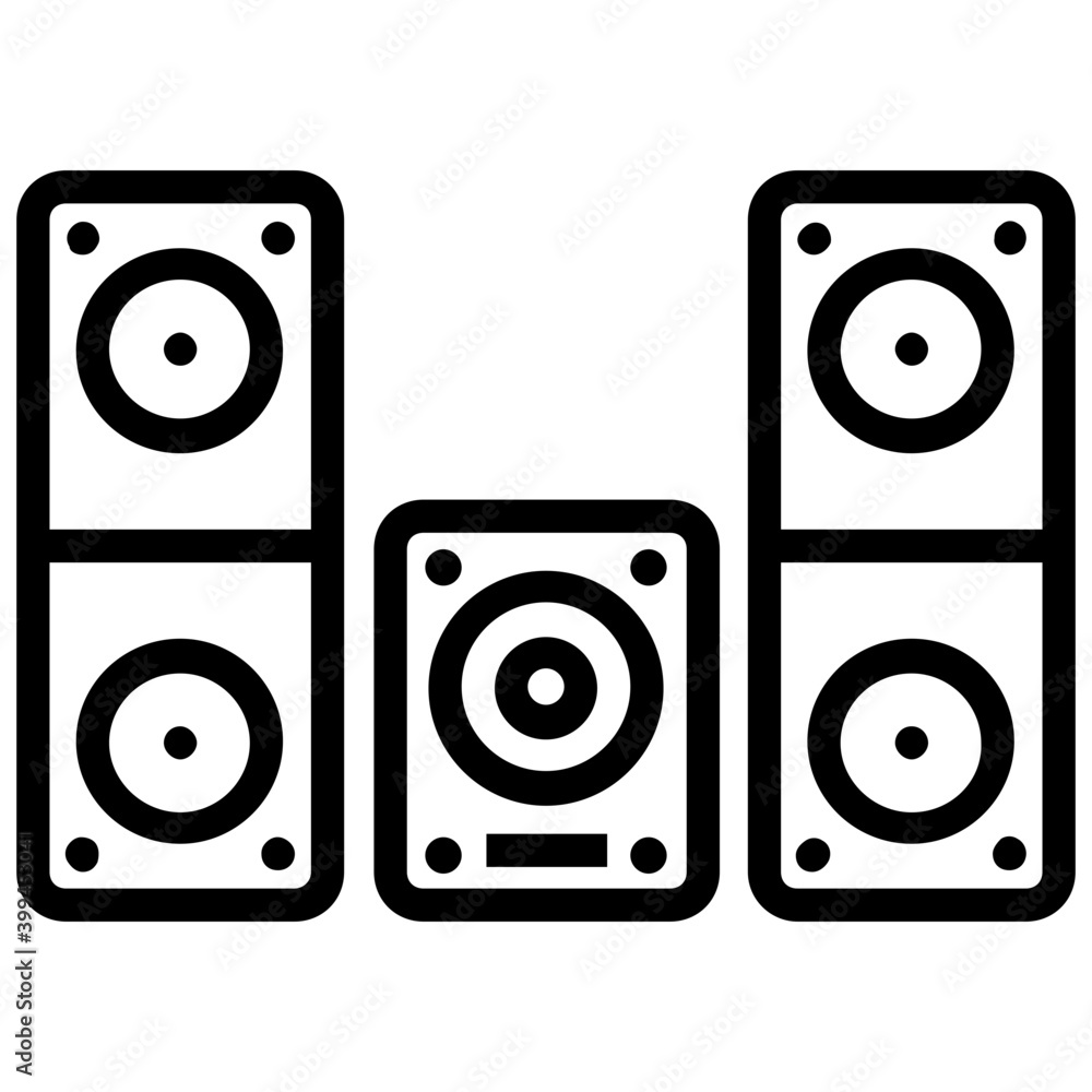 Icon of sound system in line design. Icon of sound system in line design.
