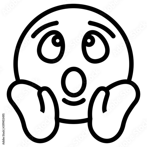 Scared emoji icon line design 