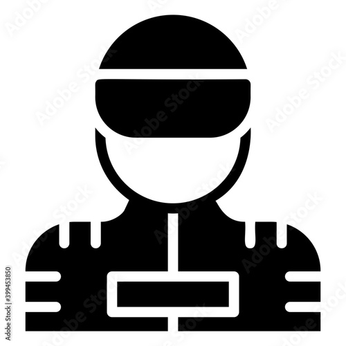Race driver icon solid design 