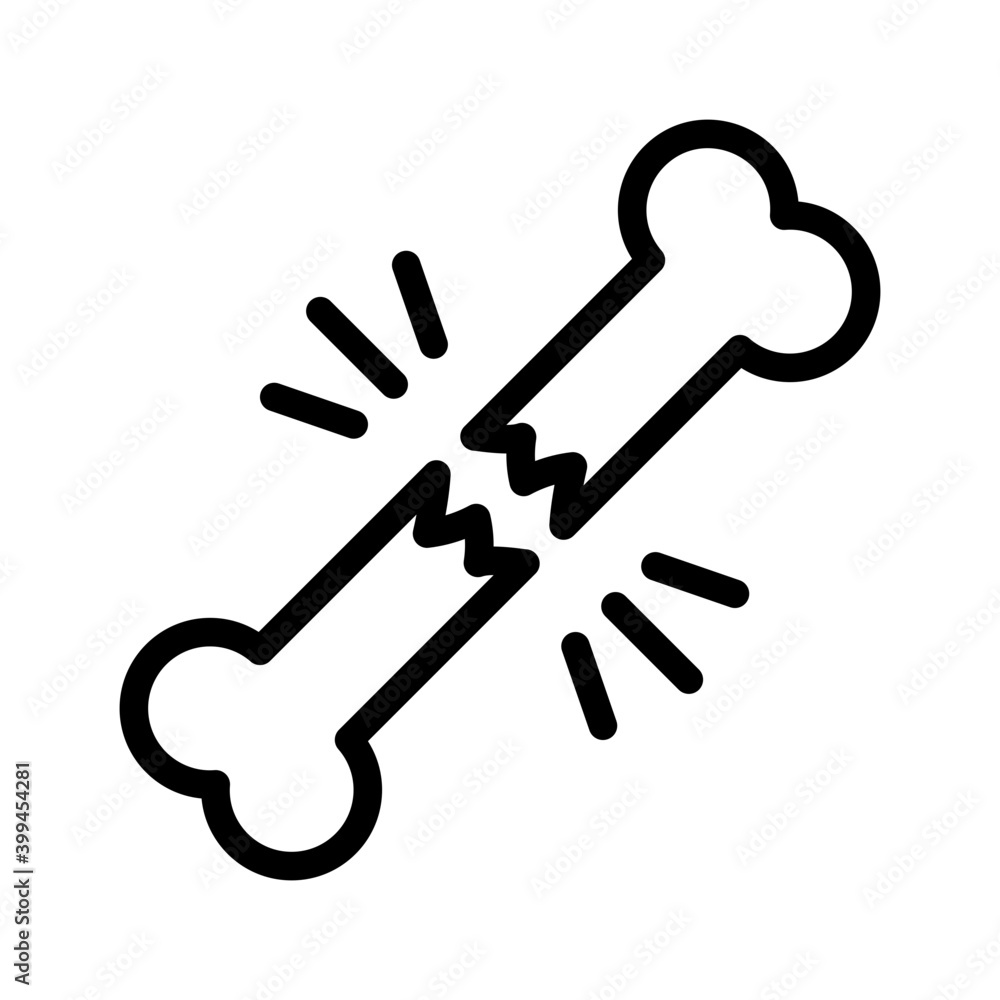 Bone fracture icon in line vector Bone fracture icon in line vector