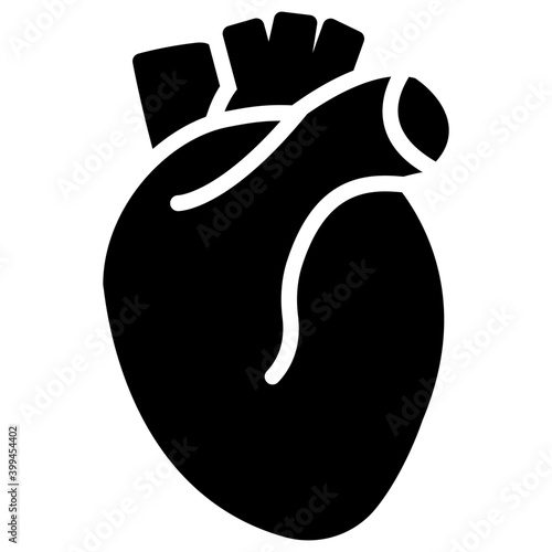Human organ heart icon glyph design 