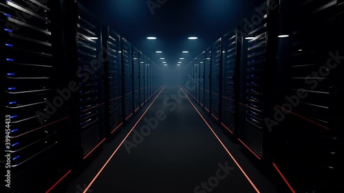server room, data center flyby