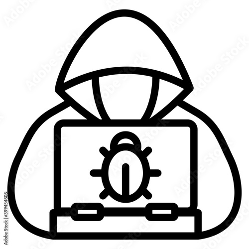 Line design of hacker icon.