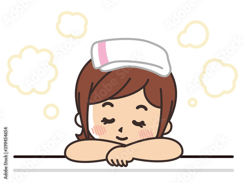 お風呂に入浴する女性