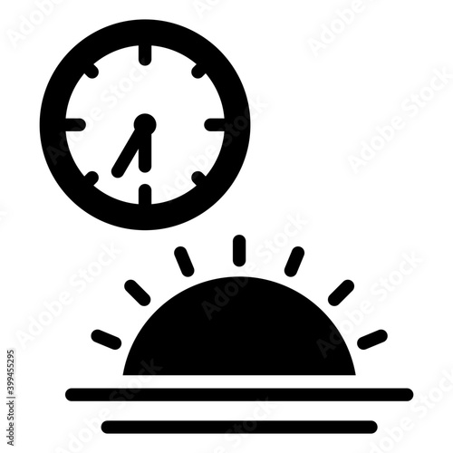 Sunset time icon in glyph vector 