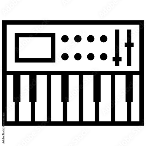 Keyboard synthesizer piano line icon 