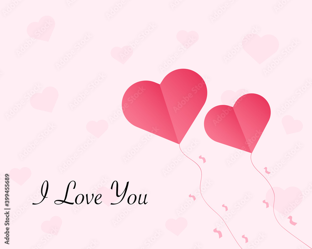 Valentines Day with Flying Paper Heart Background Vector Valentines Day with Flying Paper Heart Background Vector