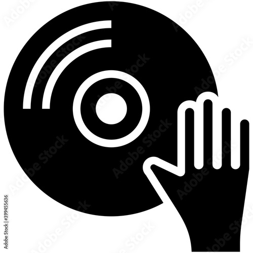 Disk jockey glyph icon design 