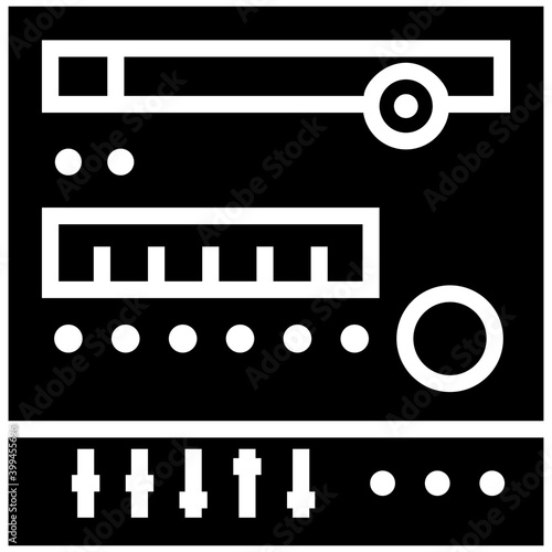 Solid icon of audio dub mixer