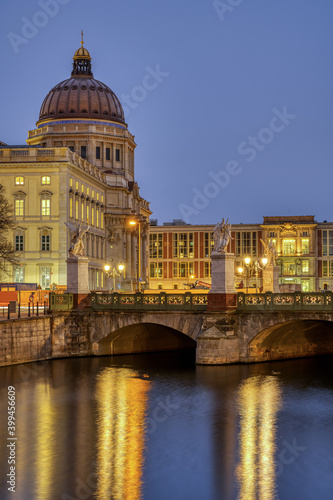 The reconstructed Berlin City Palace at dusk