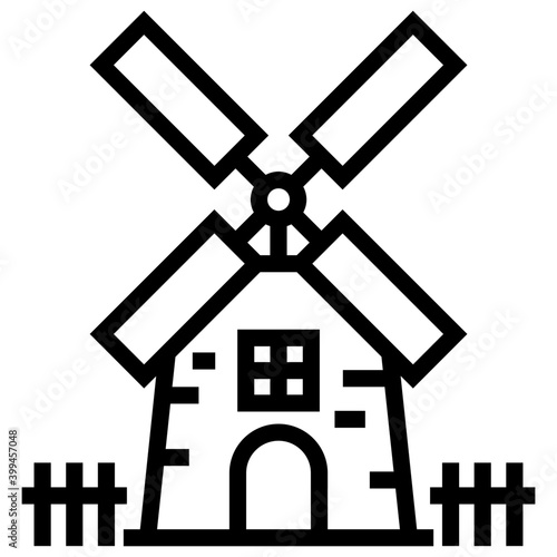 Organic rice icon line design 