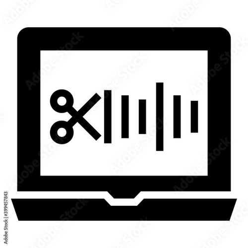 Audio editing icon in glyph design