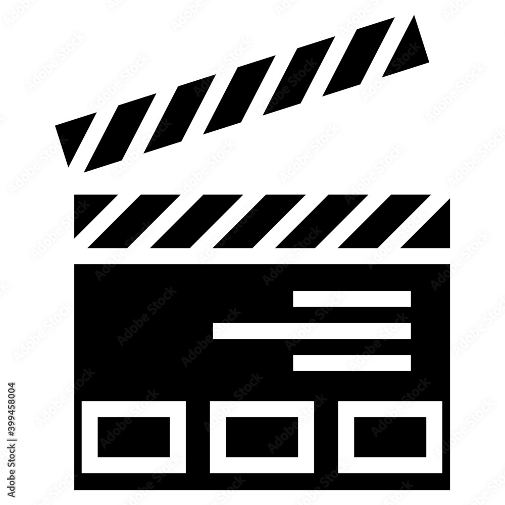 Glyph design of clapperboard icon