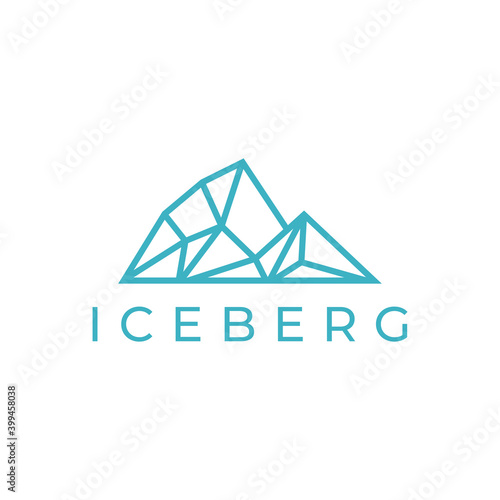 Iceberg logo with simple outline concept in blue color