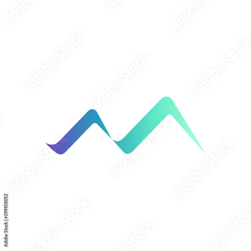 Mountain letter M logo with simple minimalist concept