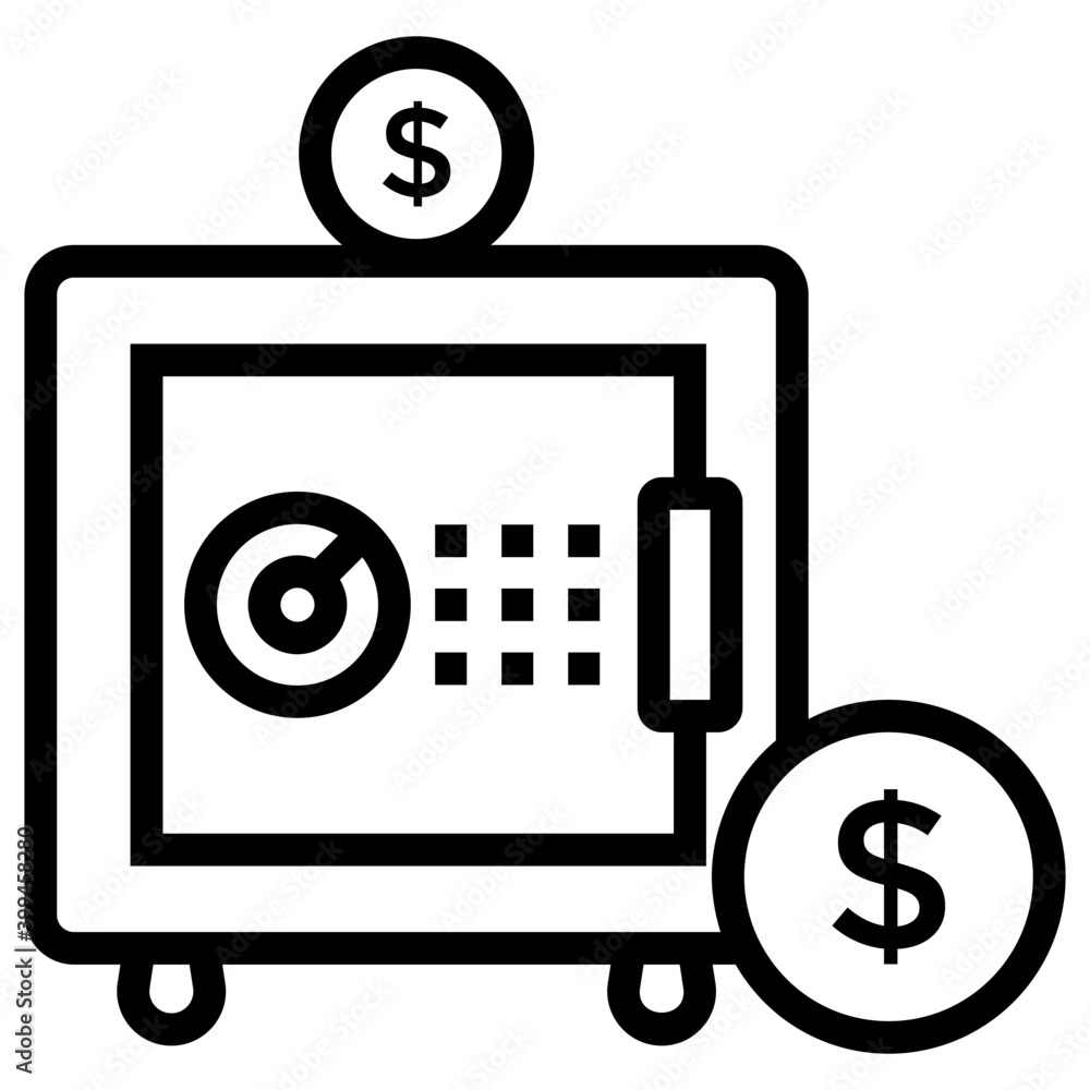 Icon of bank locker in line design. Icon of bank locker in line design.