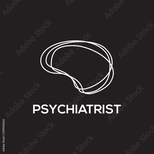 Psyciatrist logo design with using abstract brain icon