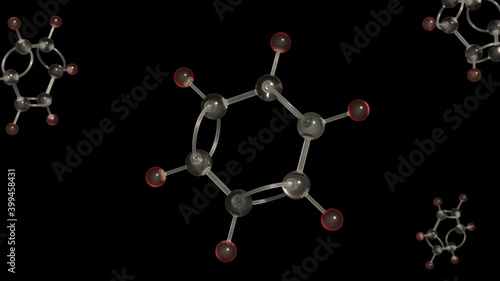 Benzene structure isolated on black