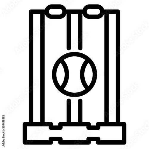line design of cricket wicket icon