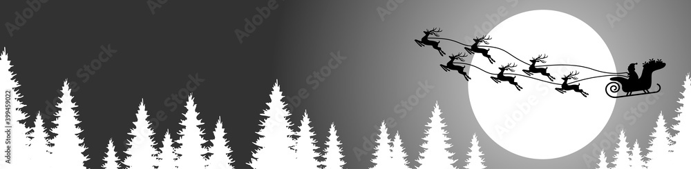 Santa Claus with reindeer fly high