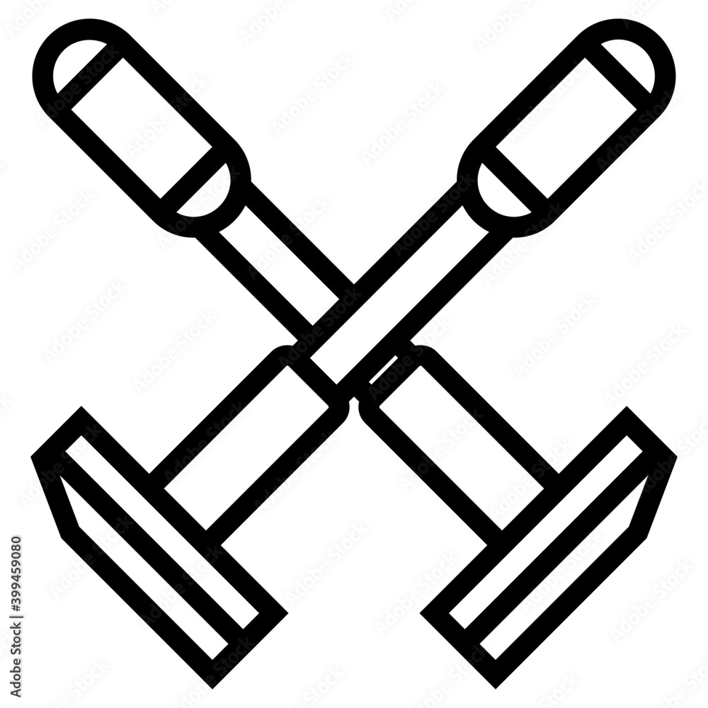 Icon of polo equipment in line design. Icon of polo equipment in line design.