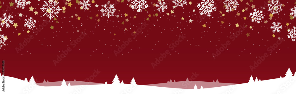 christmas background with snow fall and trees