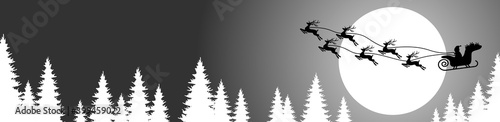 Santa Claus with reindeer fly high